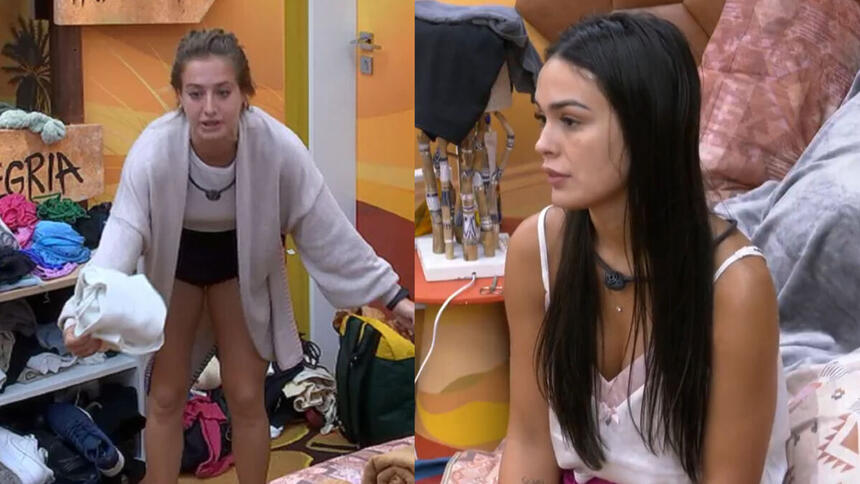 Montagem com os trechos da discussão entre Bruna Griphão e Larissa no BBB 23