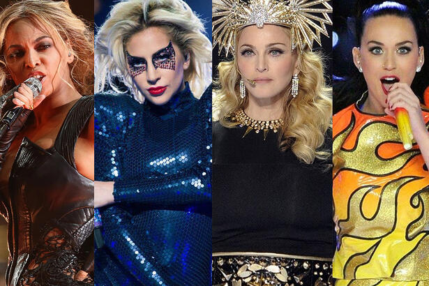 Beyoncé, Lady Gaga, Madonna e Katy Perry no Super Bowl