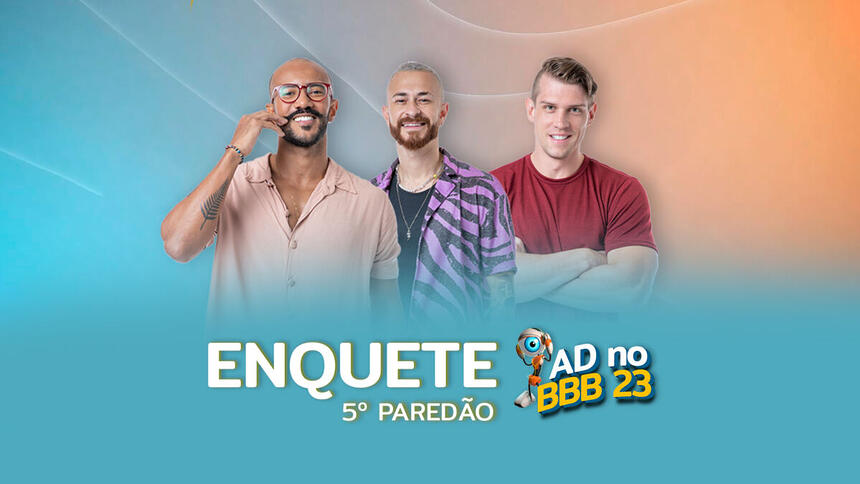 Ricardo, Fred e Cristian na arte de divulgação da enquete do quinto Paredão do BBB 23