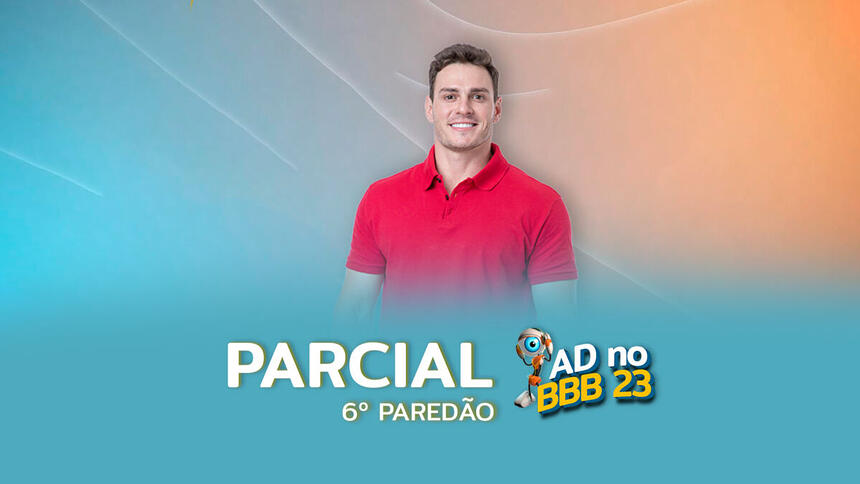 Gustavo na arte de parcial do sexto paredão do BBB 23