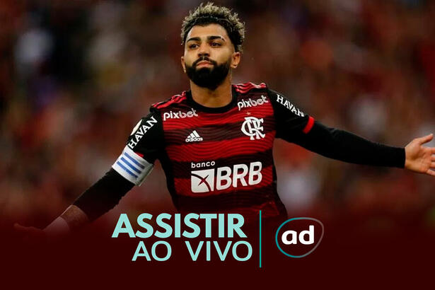 Gabigol, com a camisa do Flamengo, na arte de onde assistir ao jogo Flamengo x Al Hilal, pelo Mundial de Clubes