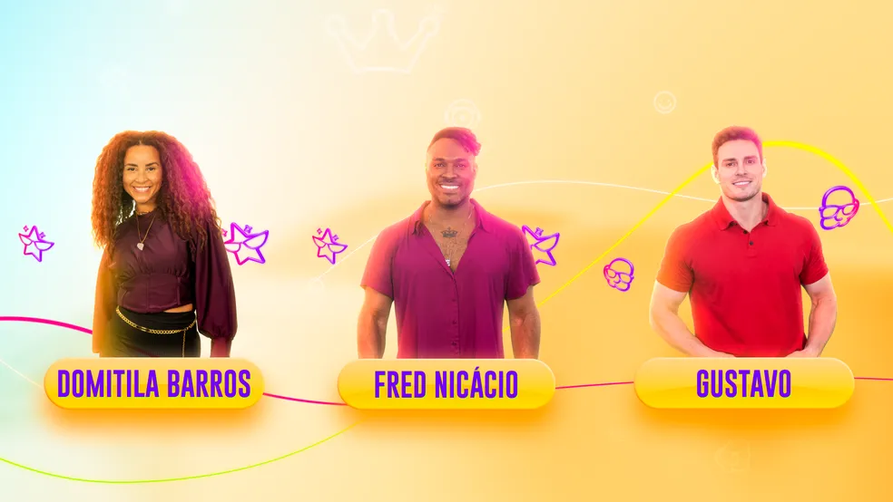 Domitila, Fred Nicácio e Gustavo formam 6º paredão do BBB 23