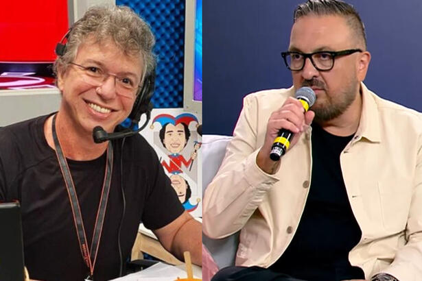 Boninho e Carelli em uma montagem