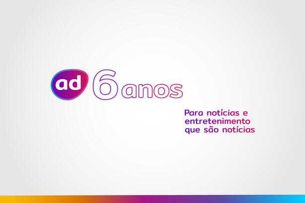 Logo do Portal Alta Definição em comemoração aos 6 anos com o slogan: "Para notícias e entretenimento que são notícias"