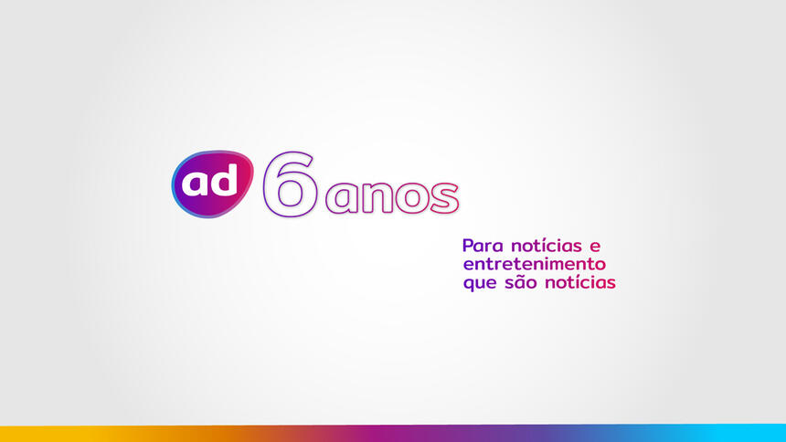 Logo do Portal Alta Definição em comemoração aos 6 anos com o slogan: "Para notícias e entretenimento que são notícias"