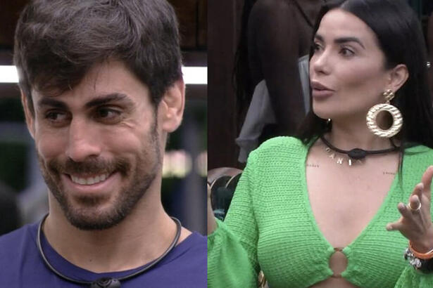 Cara de Sapato e Dania Mendez em uma montagem no BBB 23