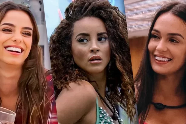 Montagem com foto de Key Alves, Domitila e Larissa, do BBB 23