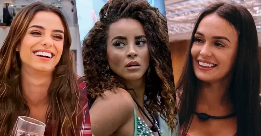 Montagem com foto de Key Alves, Domitila e Larissa, do BBB 23