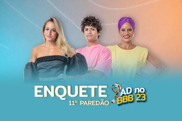 Bruna Griphao, Gabriel Santana e Aline Wirley na arte de divulgação da enquete do 11º Paredão do BBB 23