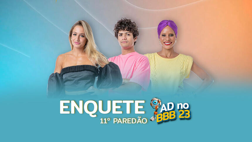 Bruna Griphao, Gabriel Santana e Aline Wirley na arte de divulgação da enquete do 11º Paredão do BBB 23