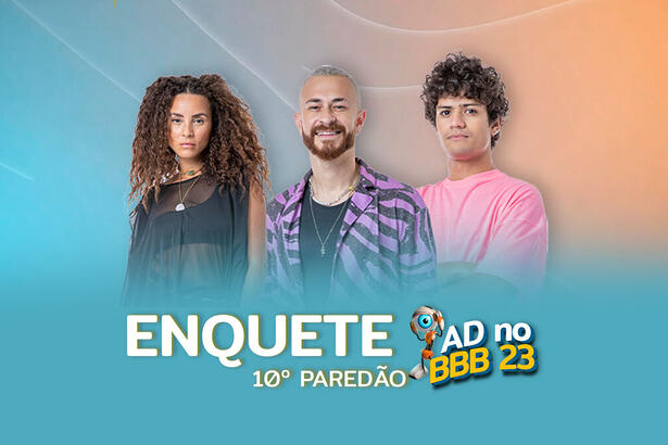 Domitila, Fred e Gabriel Santana na arte de divulgação da enquete do 10º Paredão do BBB 23