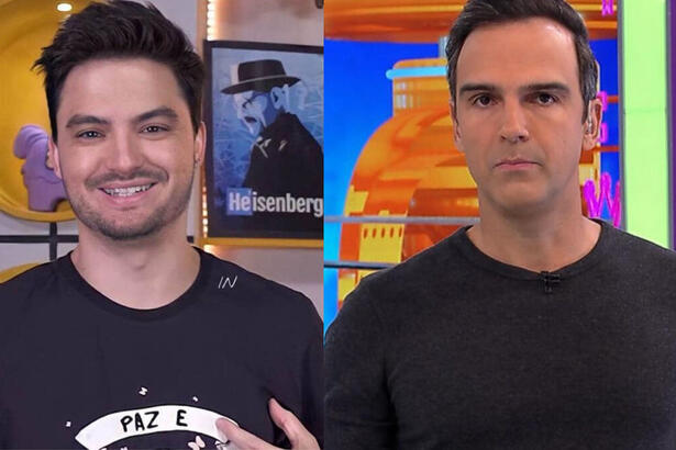 Felipe Neto e Tadeu Schmidt em um montagem