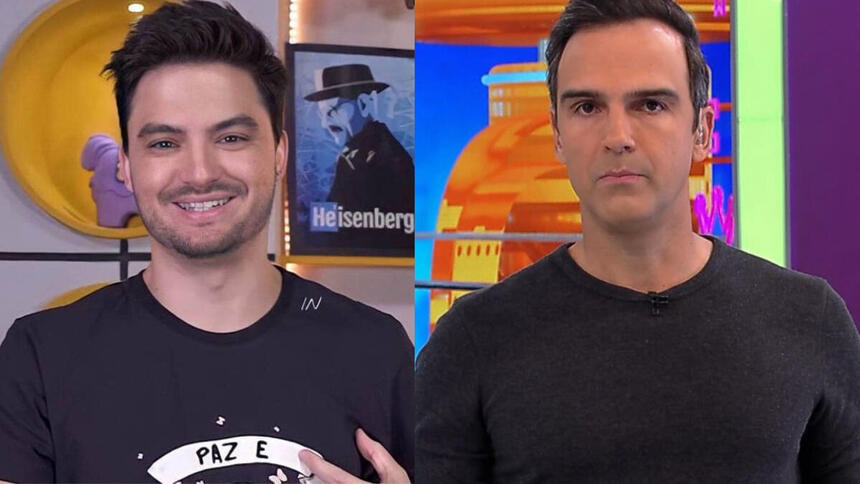 Felipe Neto e Tadeu Schmidt em um montagem