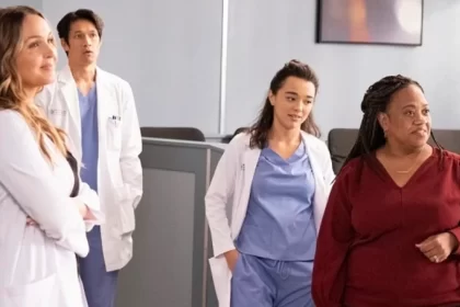 Trecho da série Grey's Anatomy , com os personagens principais