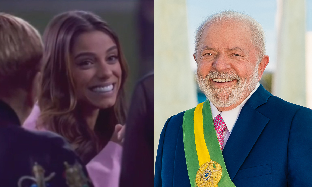 Imagem 1: Key Alves sorrindo de blazer rosa no jardim do La Casa de Los Famosos; Imagem 2: Lula sorrindo, com a faixa presidencial durante ensaio fotográfico