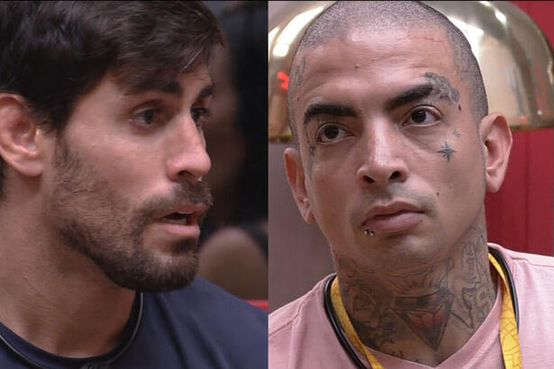 Antonio 'Cara de Sapato' ao lado do MC Guimê no BBB 23