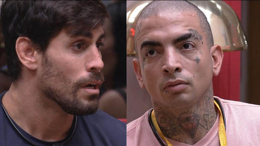 Antonio 'Cara de Sapato' ao lado do MC Guimê no BBB 23