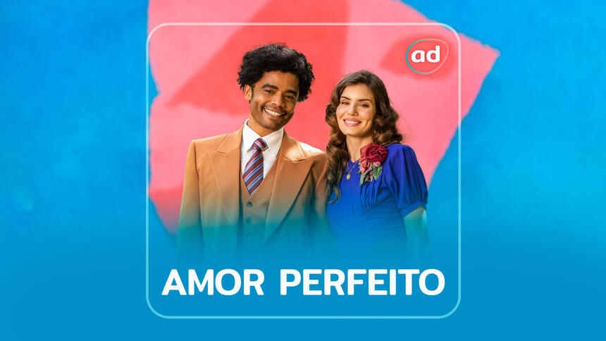 Arte gráfica do resumo semanal da novela Amor Perfeito da TV Globo