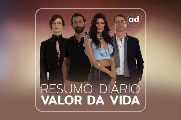 Arte de divulgação do resumo diário da novela Valor da Vida