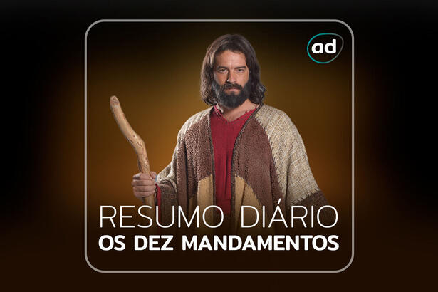 Arte gráfica do resumo diário da novela Os Dez Mandamentos