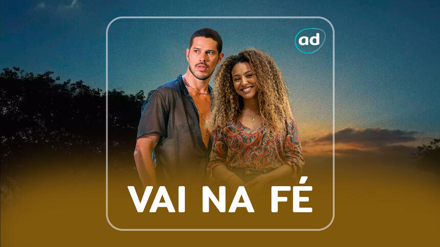 Arte gráfica do resumo semanal da novela Vai na Fé