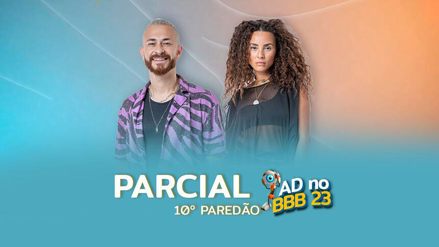 Fred e Domitla Barros na arte de parcial do décimo paredão do BBB 23