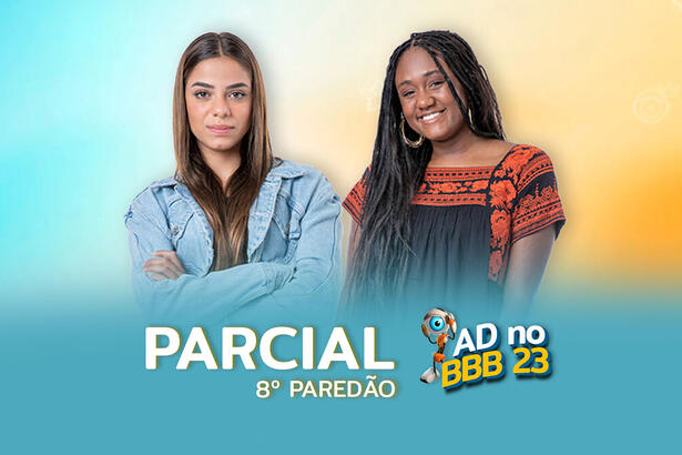 Key Alves e Sarah Aline na arte de parcial do oitavo paredão do BBB 23