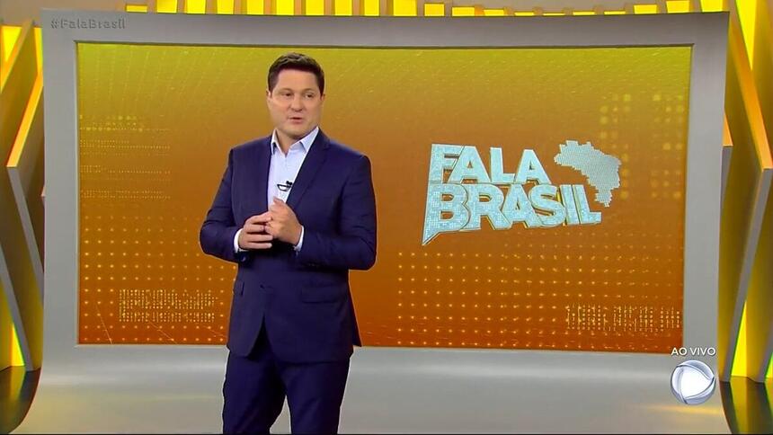 Eleandro Passaia no cenário da edição local do Fala Brasil para São Paulo