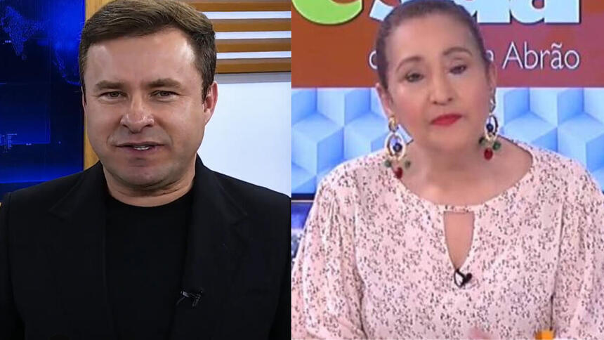 Bispo Marcio Carotti, no estúdio do Fala que eu te escuto, em uma montagem com Sonia Abrão