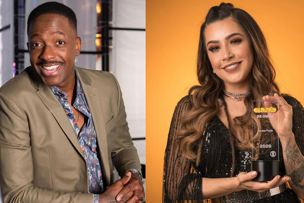 Mumuzinho e Lauana Prado, que farão os shows a final do BBB 23, em uma montagem