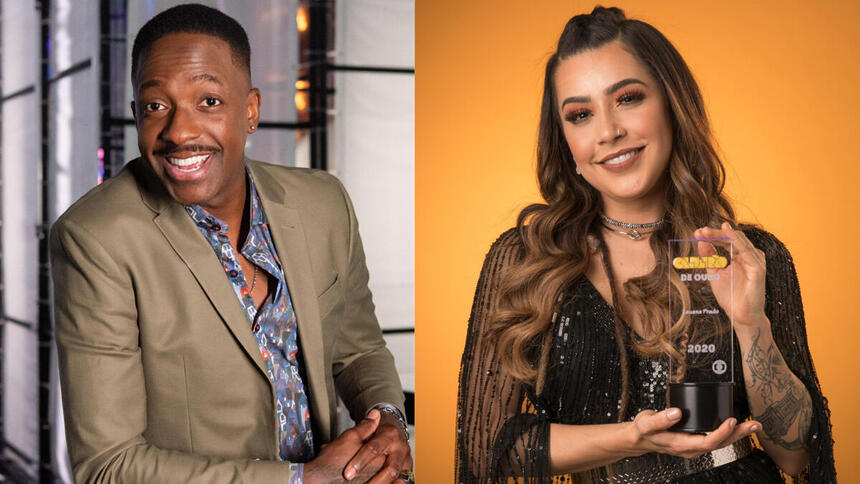 Mumuzinho e Lauana Prado, que farão os shows a final do BBB 23, em uma montagem