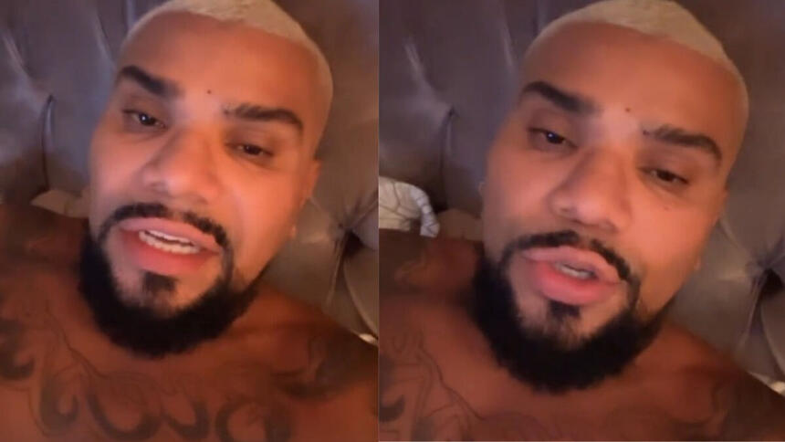 Naldo, em trecho de um vídeo gravado sem camisa e publicado nos stories do Instagram