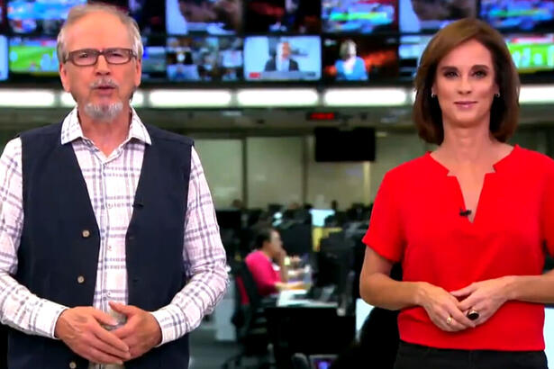 Nélson Araújo e Helen Martins em trecho da chamada do Globo Rural