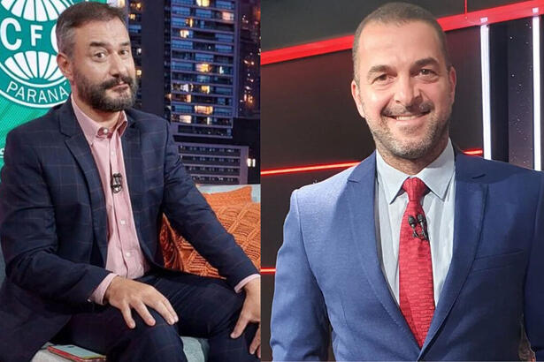 Montagem de Rodrigo Bueno e Zé Elias, em trecho de participações em programas da ESPN