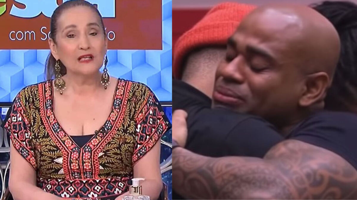 Sonia Abrão no programa A Tarde é Sua, em montagem com um trecho da eliminação de Cezar do BBB 23