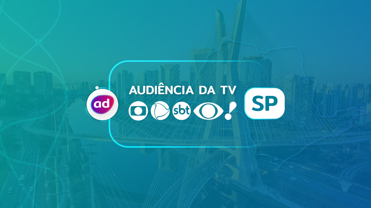 Arte gráfica dos consolidados de audiência da TV Globo, Record TV, SBT, Band e RedeTV em São Paulo