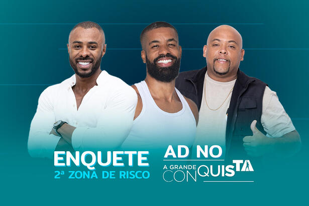 Glauco, Ronaldo e Lukinhas na arte de divulgação da 2ª Zona de Risco de A Grande Conquista