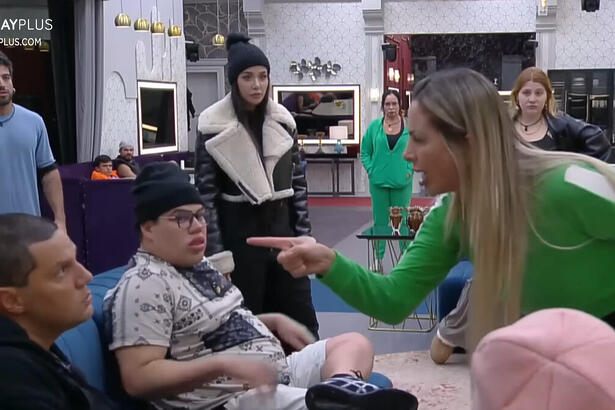 Faby Monarca e Thiago Servo durante trecho do barraco no A Grande Conquista