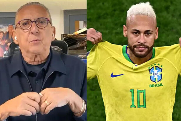 Galvão Bueno e Neymar em uma montagem