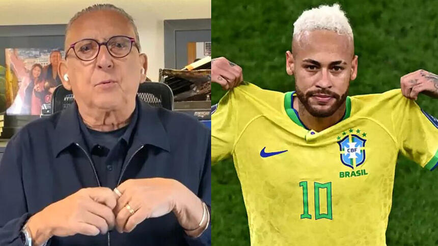 Galvão Bueno e Neymar em uma montagem