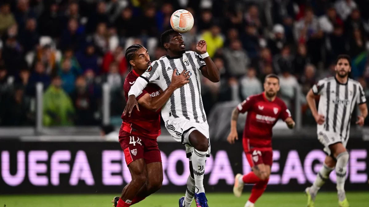 Trecho do jogo entre Juventus e Sevilla pela Liga Europa