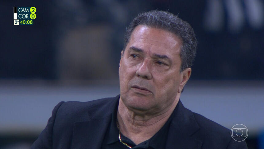 Luxemburgo, técnico do Corinthians, em trecho da transmissão da Globo no jogo da Copa do Brasil