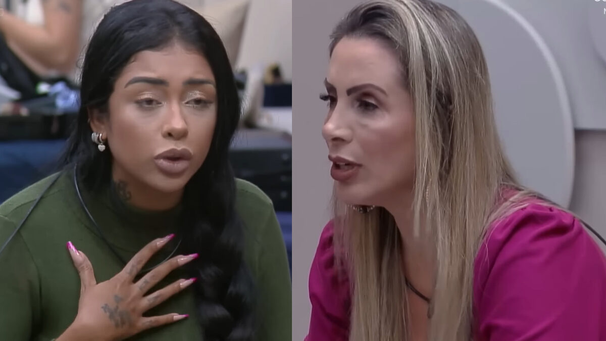 Medrado e Faby Monarca em uma montagem, em trecho de uma conversa no quarto do A Grande Conquista