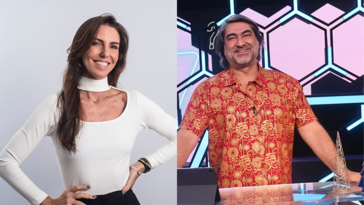 Glenda Kozlowski e Zeca Camargo em fotos oficiais da Band. Apresentadores foram escolhidos para substituir Faustão na Band