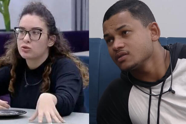 Stephanie Gomes e Gabriel Roza em uma montagem, com trechos do A Grande Conquista