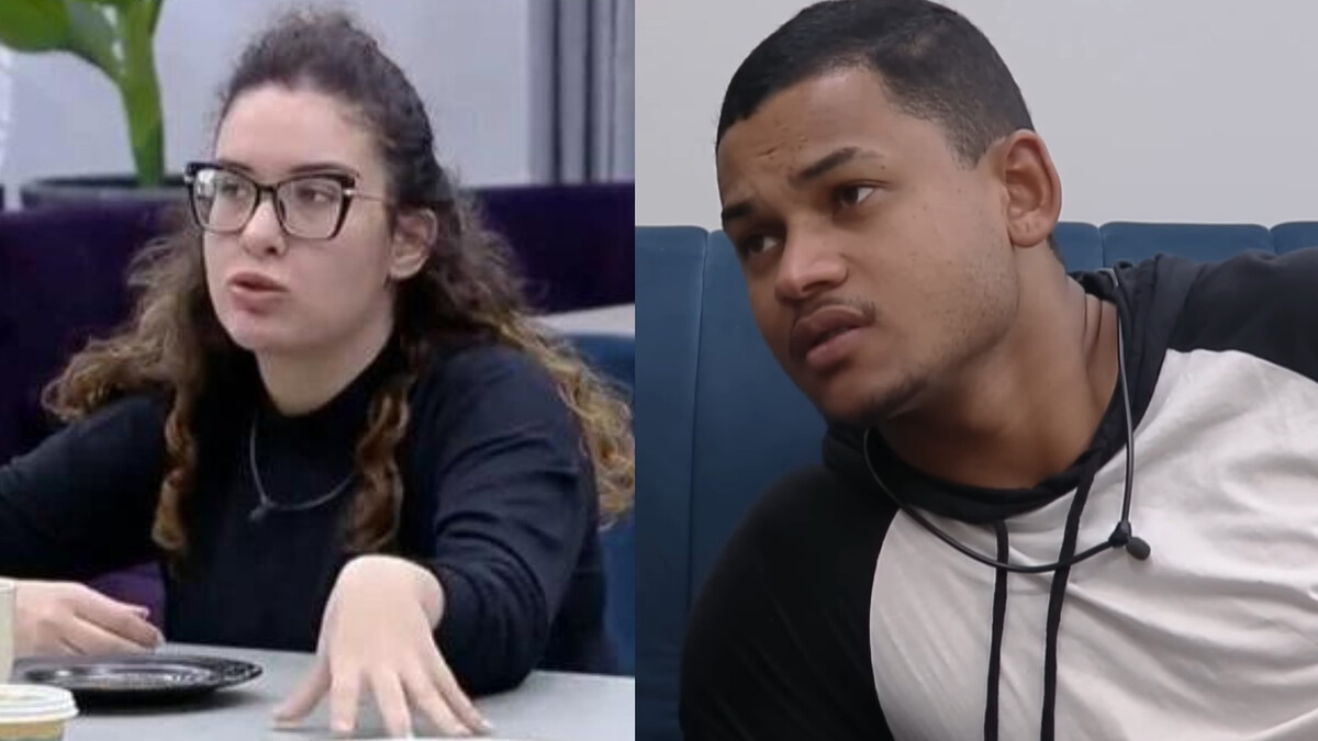 Stephanie Gomes e Gabriel Roza em uma montagem, com trechos do A Grande Conquista
