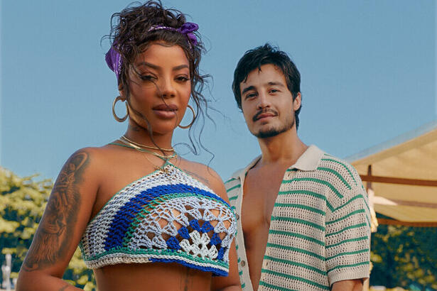 Tiago Iorc e Ludmilla na gravação do clipe de Zangadinha