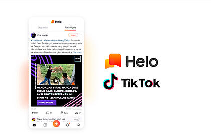 Montagem do Helo com o logo do TikTok, empresa faz parte do ByteDance, dona do app de vídeos