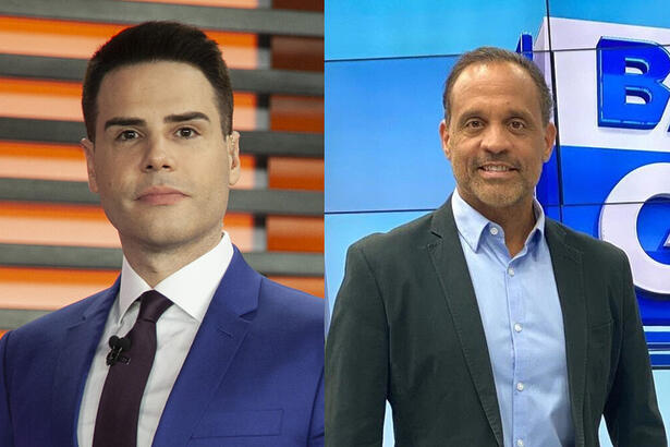 Montagem com Luiz Bacci no cenário do Cidade Alerta e José Eduardo Bocão no Balanço Geral da Record TV Itapoan