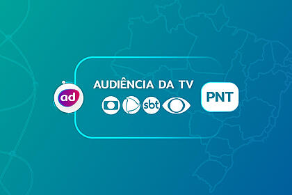 Arte gráfica dos consolidados de audiência da TV Globo, Record TV, SBT e Band no PNT